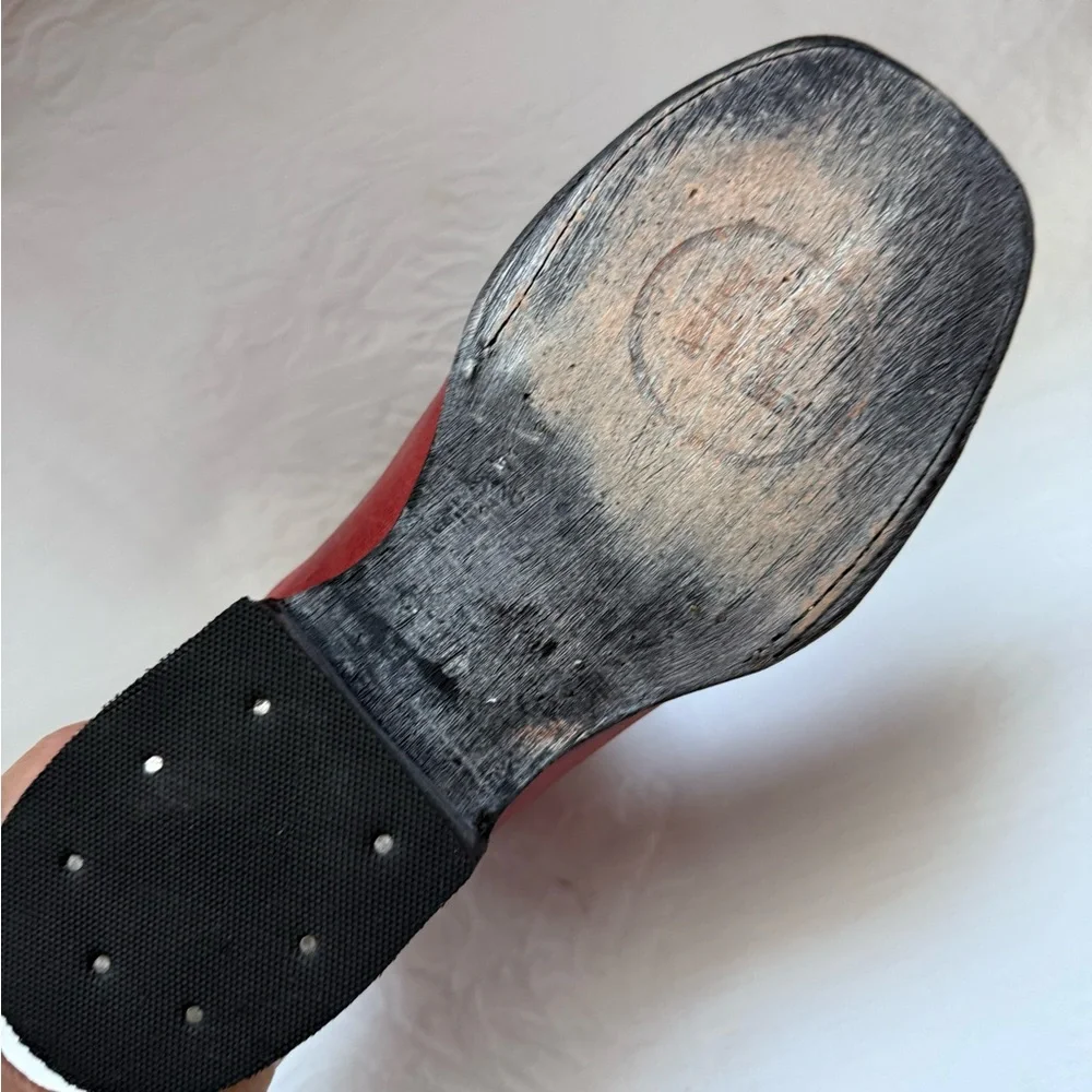Rockin Leather Red Western Boots with Black Embroidery - Picture 10 of 10